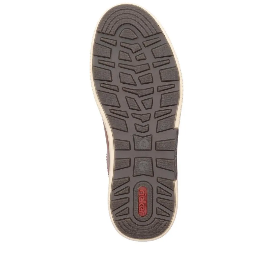 Rieker Men Casual Laced Plain Toe Shoe - Brown Leather