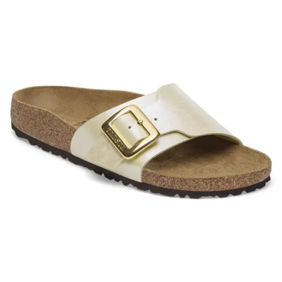 Women Birkenstock Catalina Cushion Buckle Bf - Graceful Pearl White