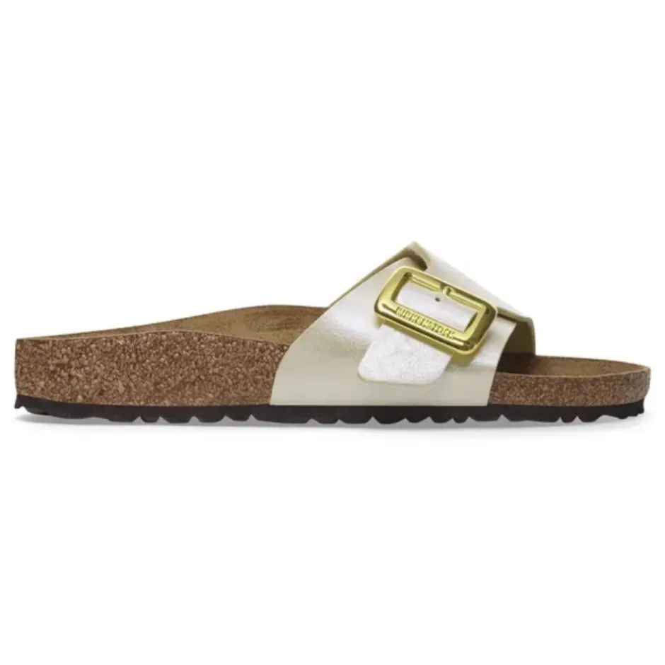 Women Birkenstock Catalina Cushion Buckle Bf - Graceful Pearl White