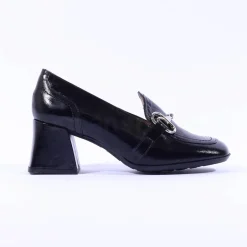 Women Wonders Cayetana Block Heel Loafer - Black Patent