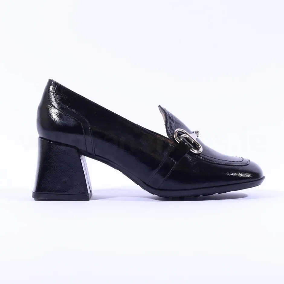 Women Wonders Cayetana Block Heel Loafer - Black Patent
