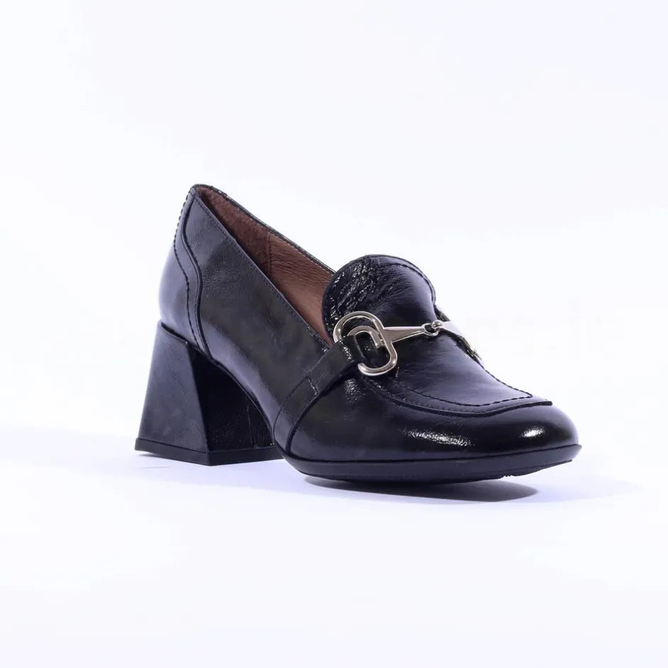 Women Wonders Cayetana Block Heel Loafer - Black Patent
