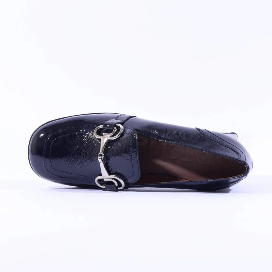 Women Wonders Cayetana Block Heel Loafer - Dark Navy Patent