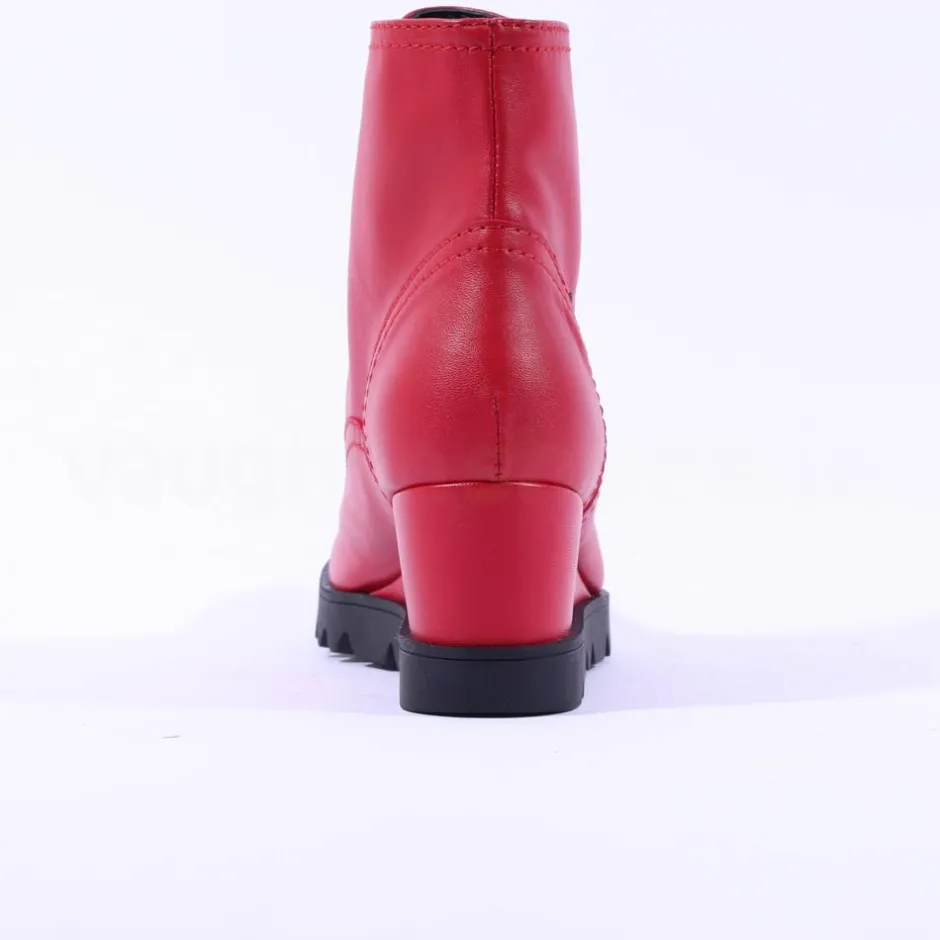 Women Marco Moreo Chiara Front Zip Wedge Boot - Red Leather