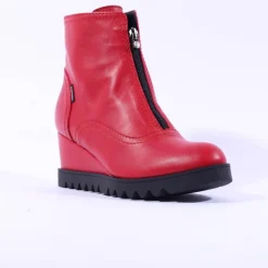 Women Marco Moreo Chiara Front Zip Wedge Boot - Red Leather