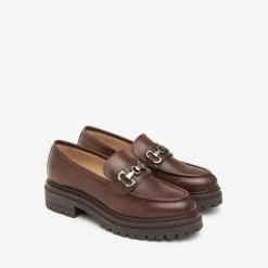 Women NeroGiardini Chunky Sole Link Loafer - Cognac Leather