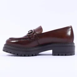 Women NeroGiardini Chunky Sole Link Loafer - Cognac Leather
