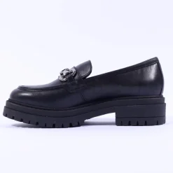 Women NeroGiardini Chunky Sole Link Loafer - Black Leather