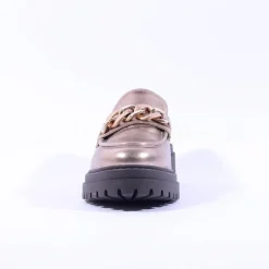 Women NeroGiardini Chunky Sole Link Loafer - Metallic Leather