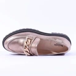 Women NeroGiardini Chunky Sole Link Loafer - Metallic Leather