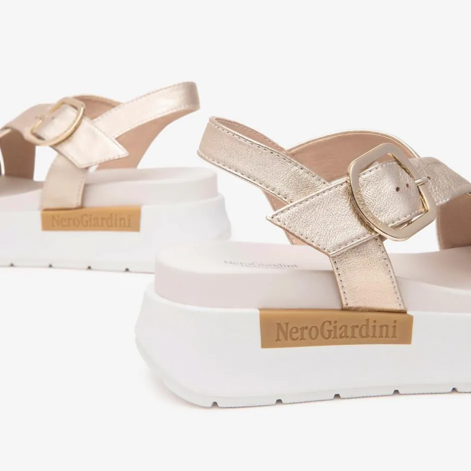Women NeroGiardini Chunky Sole Strappy Sandal - Gold
