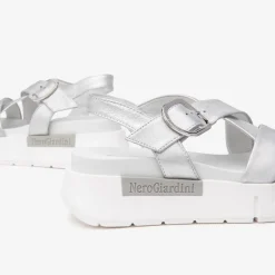 Women NeroGiardini Chunky Sole Strappy Sandal - Silver