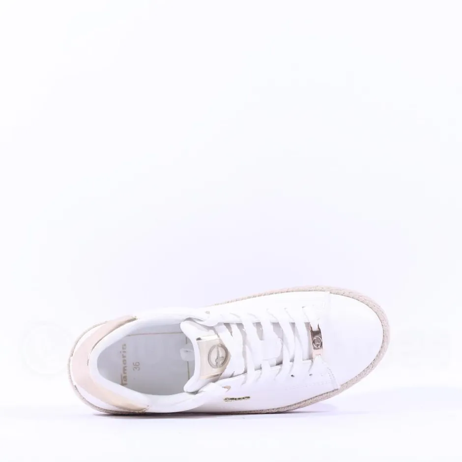 Women Tamaris Cinda Platform Trim Trainer - White Gold
