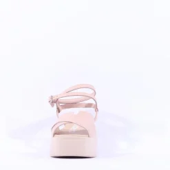 Women Wonders Cira Platform Ankle Strap Sandal - Nude Leather