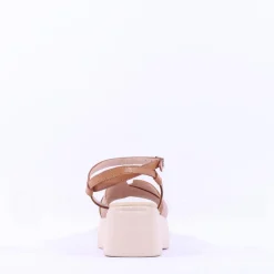 Women Wonders Cira Platform Ankle Strap Sandal - Tan Leather