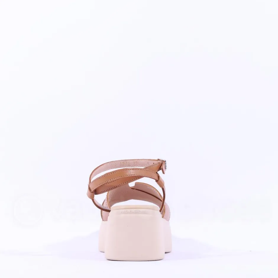 Women Wonders Cira Platform Ankle Strap Sandal - Tan Leather
