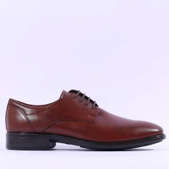 Ecco Men Citytray Laced Plain Toe Shoe - Cognac Leather