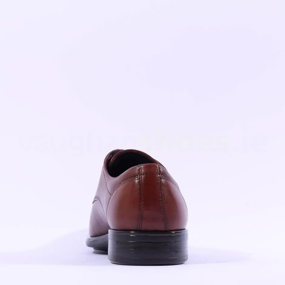Ecco Men Citytray Laced Plain Toe Shoe - Cognac Leather