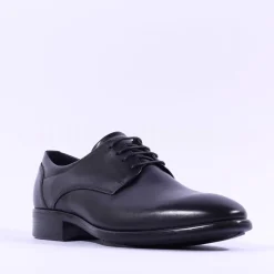 Ecco Men Citytray Laced Plain Toe Shoe - Black Leather