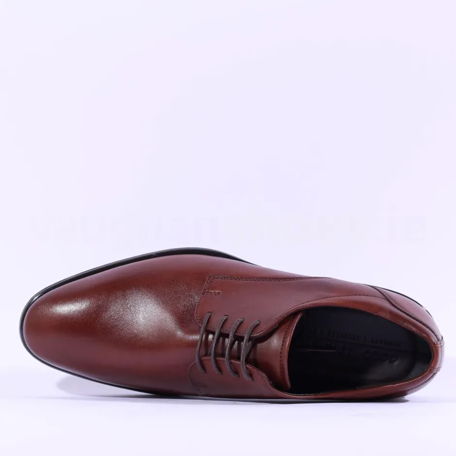 Ecco Men Citytray Laced Plain Toe Shoe - Cognac Leather