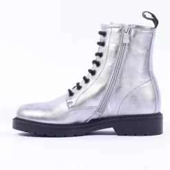 Women NeroGiardini Classic Lace Ankle Boot - Silver Metallic