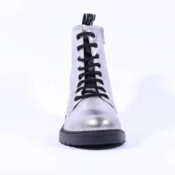Women NeroGiardini Classic Lace Ankle Boot - Silver Metallic