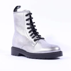Women NeroGiardini Classic Lace Ankle Boot - Silver Metallic