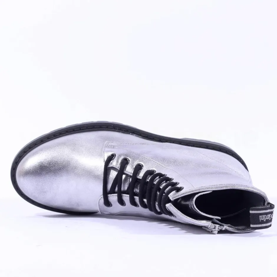 Women NeroGiardini Classic Lace Ankle Boot - Silver Metallic