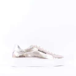 Women Marco Moreo Classic Laced Trainer - Gold Leather