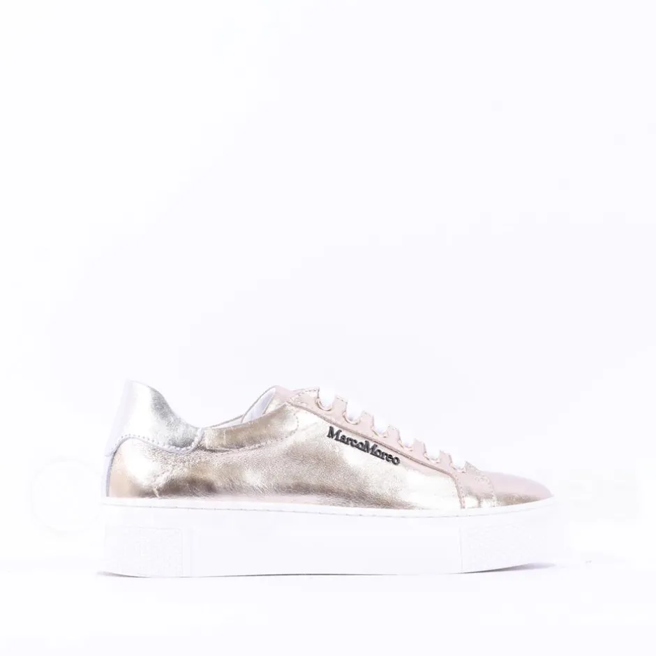 Women Marco Moreo Classic Laced Trainer - Gold Leather