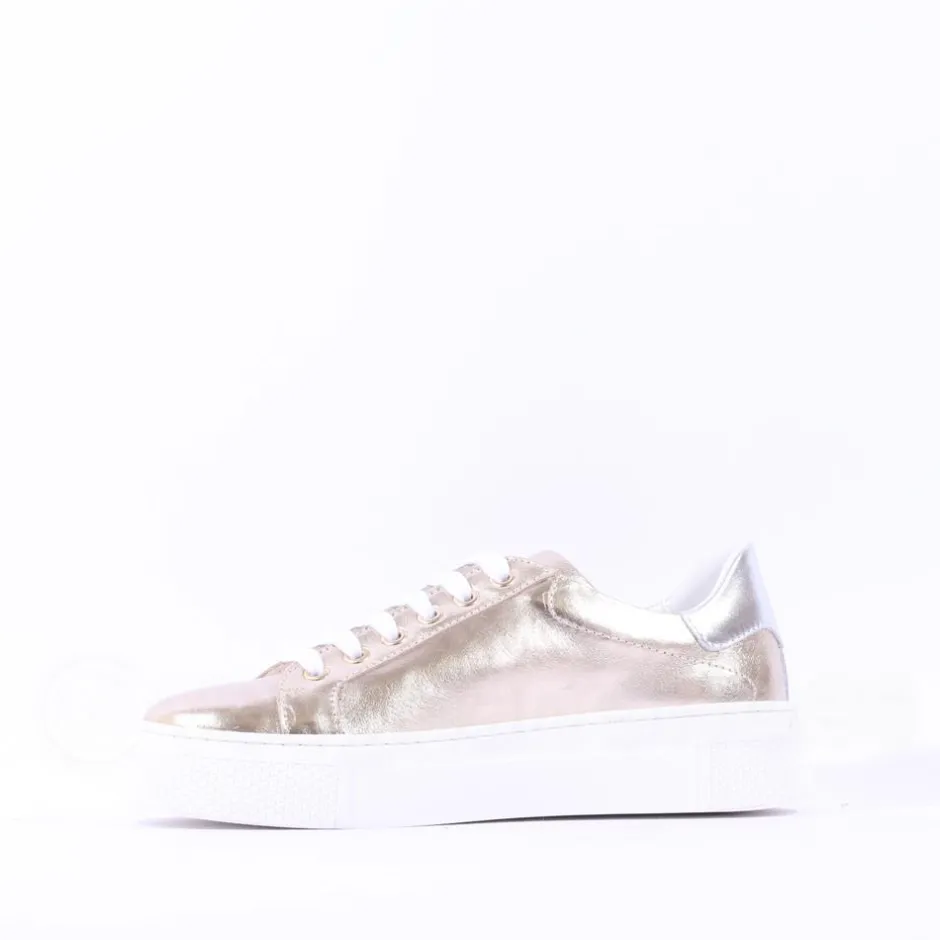 Women Marco Moreo Classic Laced Trainer - Gold Leather