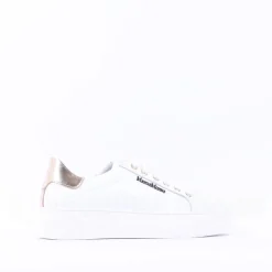 Women Marco Moreo Classic Laced Trainer - White Gold Leather