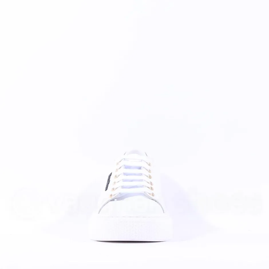 Women Marco Moreo Classic Laced Trainer - White Gold Leather