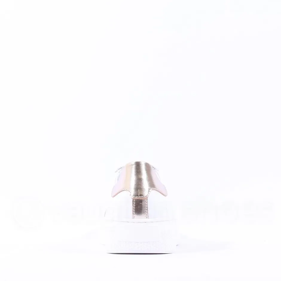 Women Marco Moreo Classic Laced Trainer - White Gold Leather