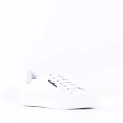 Women Marco Moreo Classic Laced Trainer - White Gold Leather