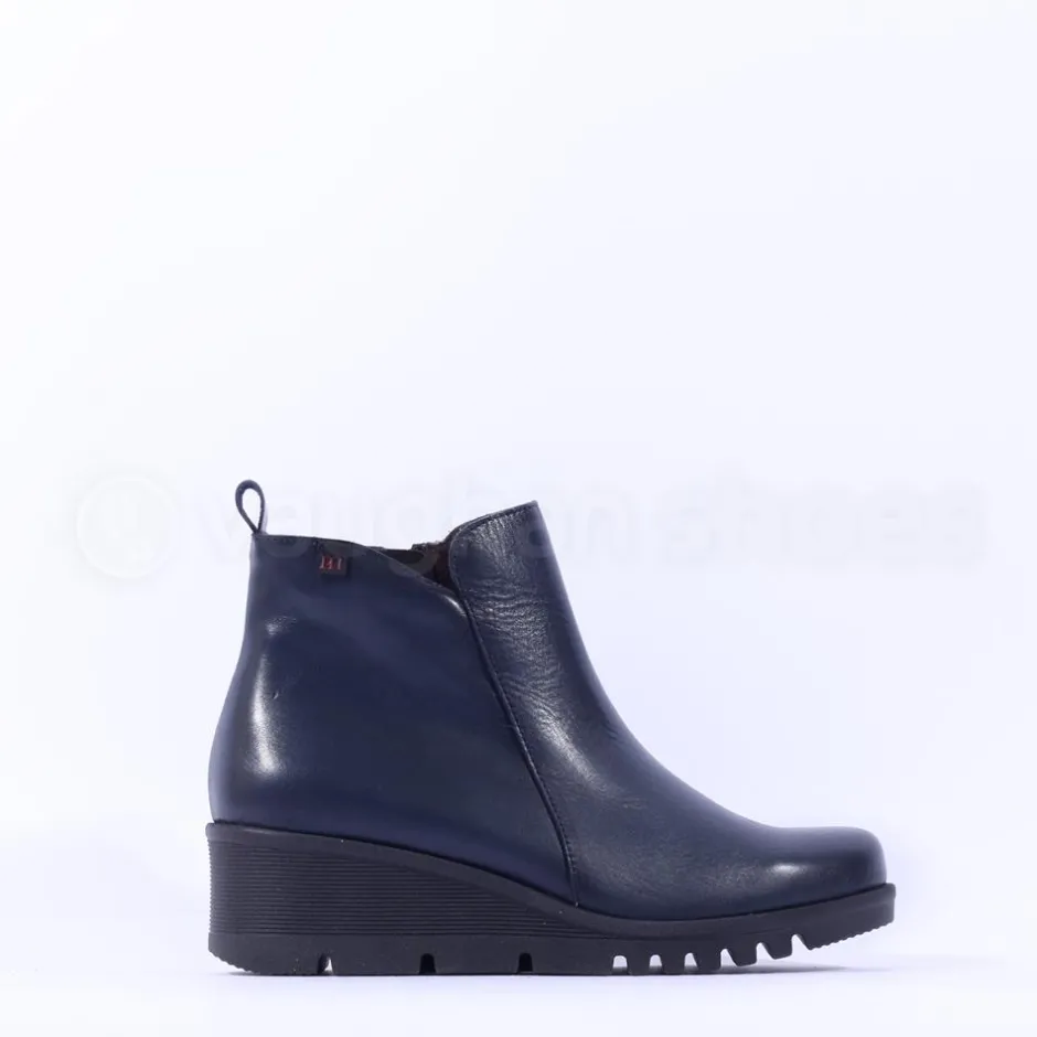 Women Pepe Menargues Classic Wedge Ankle Boot - Navy Leather