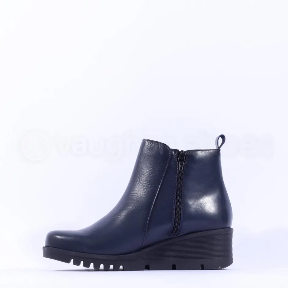 Women Pepe Menargues Classic Wedge Ankle Boot - Navy Leather