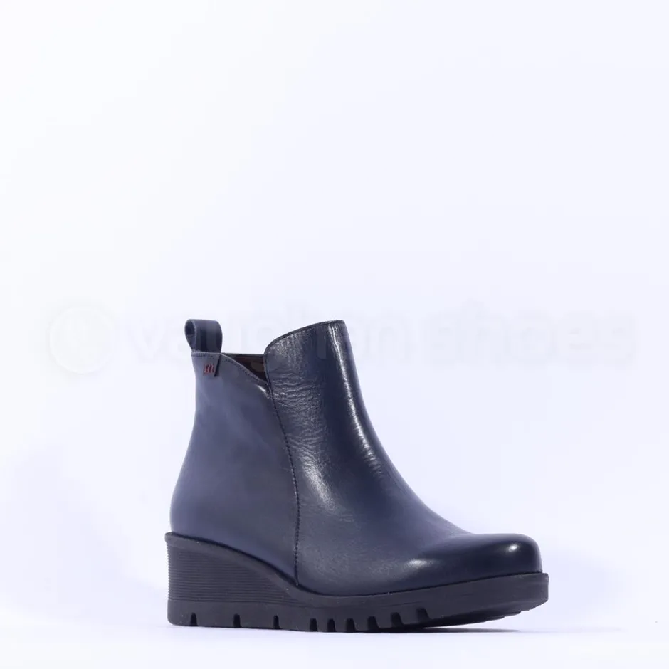 Women Pepe Menargues Classic Wedge Ankle Boot - Navy Leather