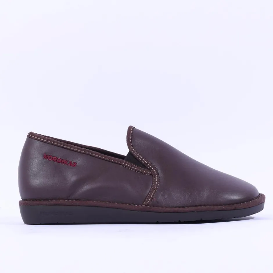 Nordikas Men Closed House Slipper - Brown Leather