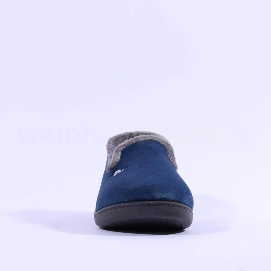 Women Plumaflex Ladies Closed House Slipper - Navy Grey
