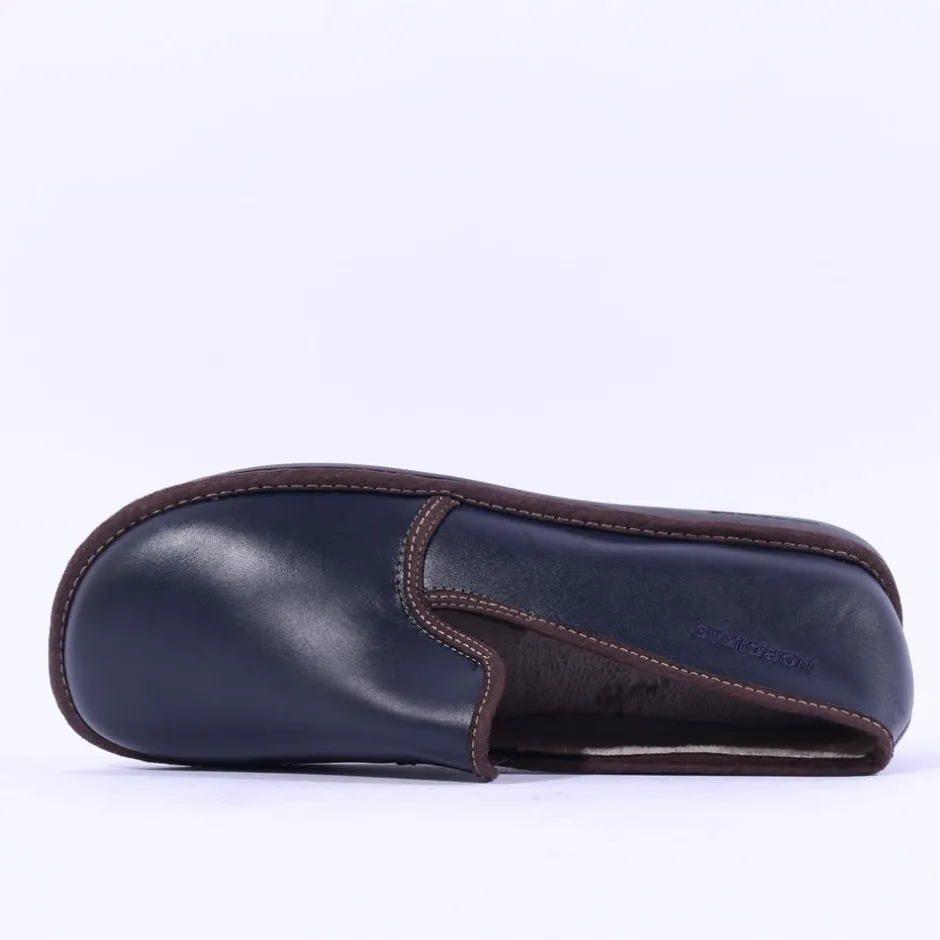 Nordikas Men Closed House Slipper - Navy Leather