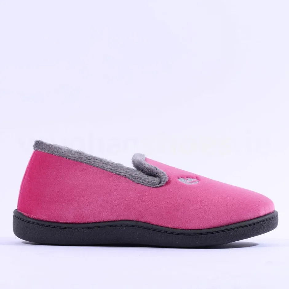 Women Plumaflex Ladies Closed House Slipper - Pink Grey