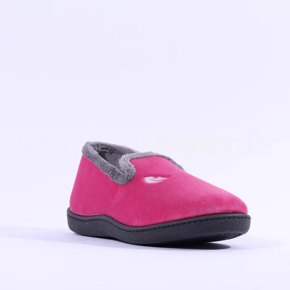 Women Plumaflex Ladies Closed House Slipper - Pink Grey