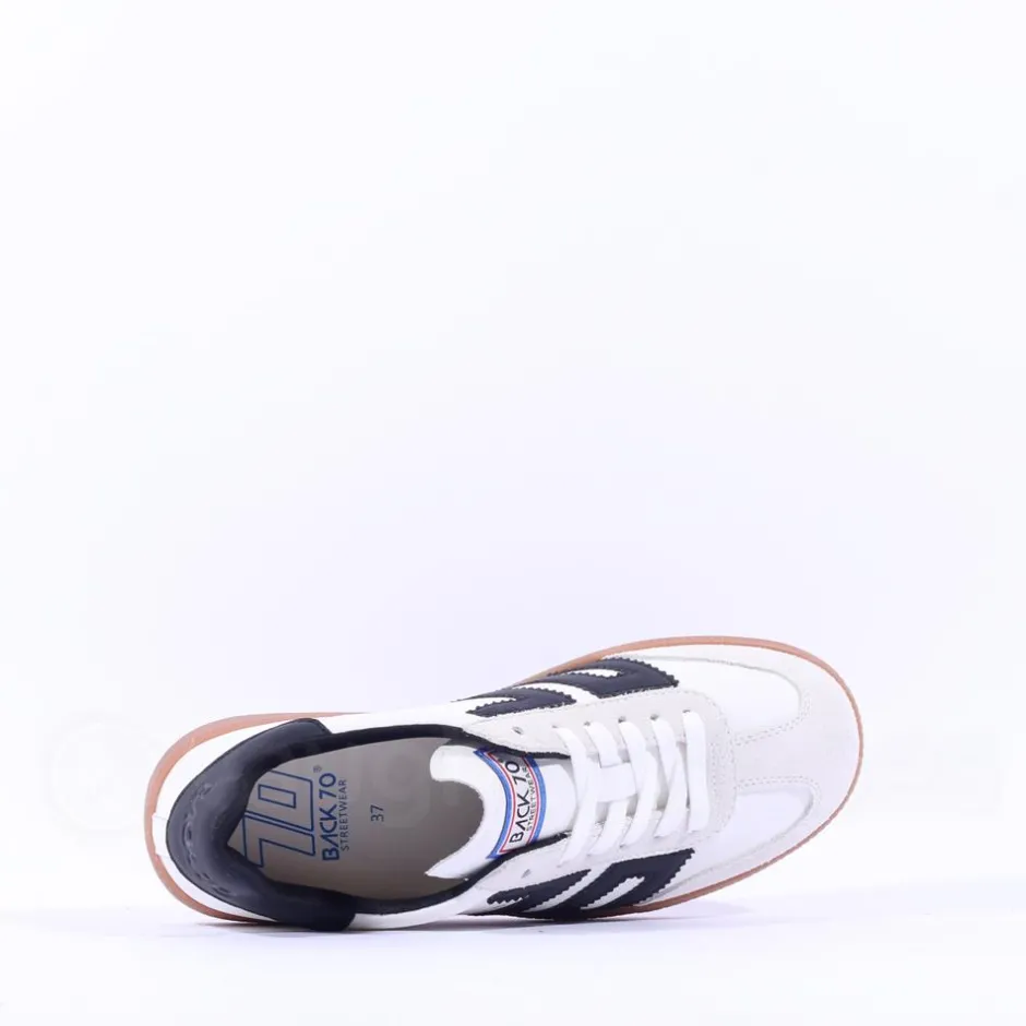 Women Back 70 Cloud Gumsole Retro Trainer - White Black