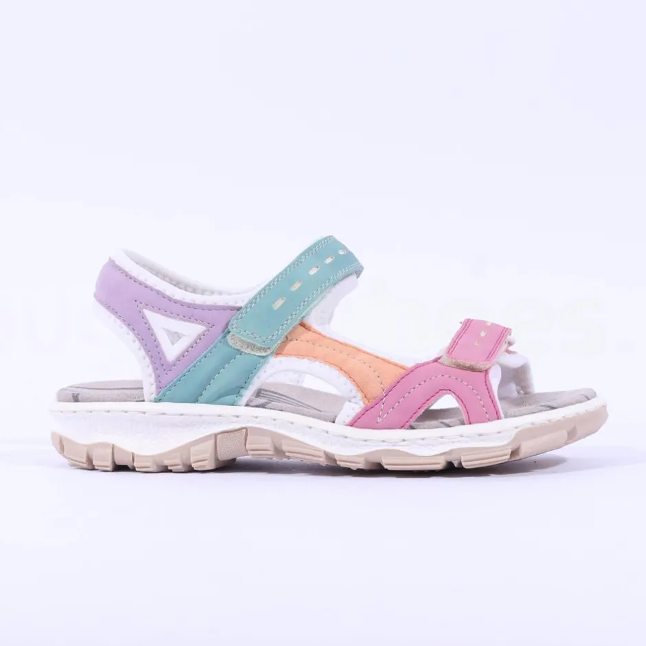 Women Rieker Comfort Sandal Velcro Strap - Multi