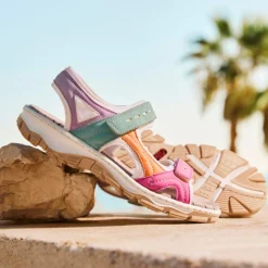Women Rieker Comfort Sandal Velcro Strap - Multi