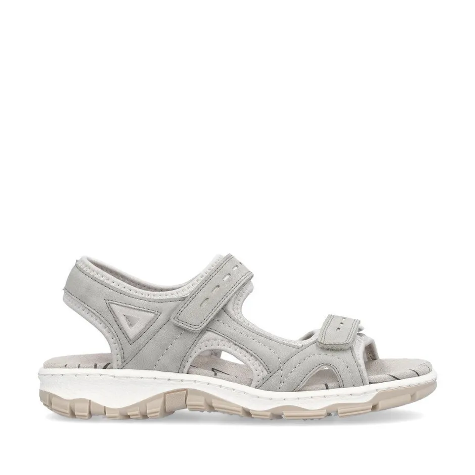 Women Rieker Comfort Sandal Velcro Strap - Grey
