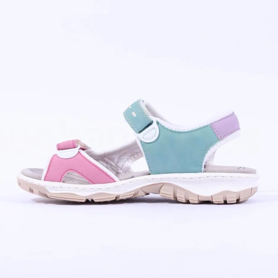 Women Rieker Comfort Sandal Velcro Strap - Multi