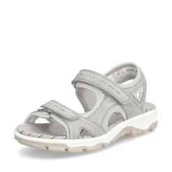 Women Rieker Comfort Sandal Velcro Strap - Grey