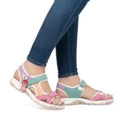 Women Rieker Comfort Sandal Velcro Strap - Multi